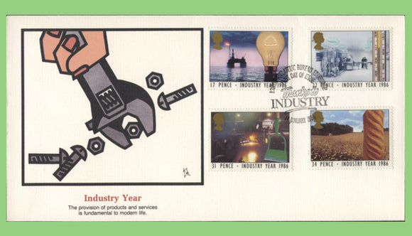 G.B. 1986 Industry Year set on unusual First Day Cover, Bureau Edinburgh