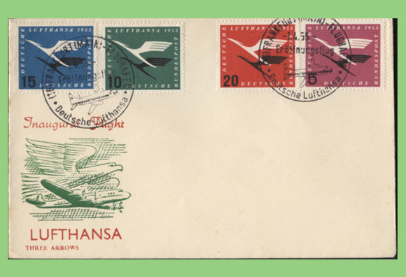 Germany 1955 Lufthansa set on Inaugural Flight special cancel cover