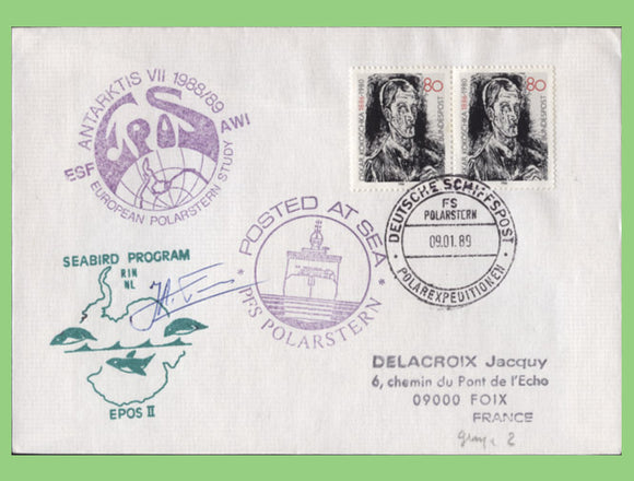 Germany 1989 F.S. Polarstern Ship post multi cachet Antarctic Expedition Cover