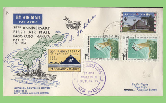 Samoa 1966 35th Anniversary of First Airmail Pago Pago-Manu'a. Experimental Airmail cover