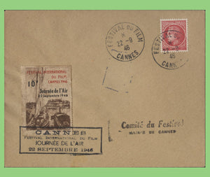 France 1946 1f on Cover with Cannes Film Festival cancels, and tied Festival Label