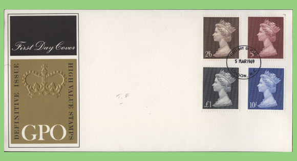 G.B. 1969 High Value definitives on u/a GPO First Day Cover, London WC