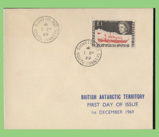 British Antarctic Territory 1969 £1.00  H.M.S. Endurance on First Day Cover