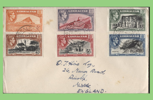 Gibraltar - Six KGVI higher values on cover