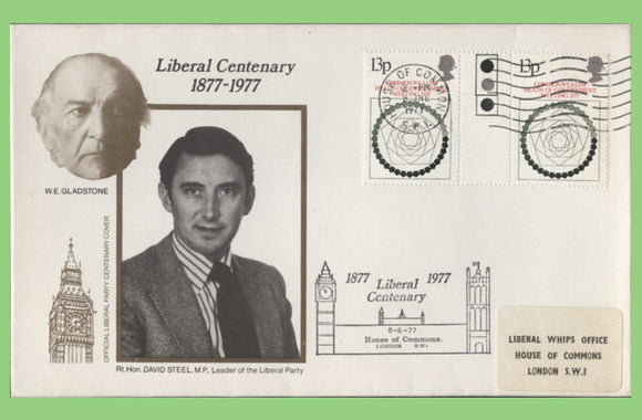 G.B. 1977 Commonwealth HOG G/P, T/L on Liberal Party Centenary First Day Cover, House of Commons