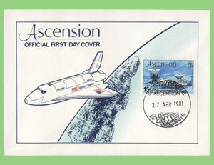 Ascension 1981 Space Shuttle, Earth Station set on First Day Cover