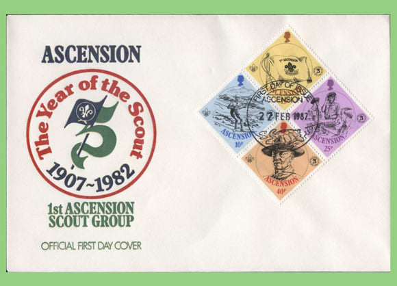 Ascension 1982 Scouts se tenant block set on First Day Cover