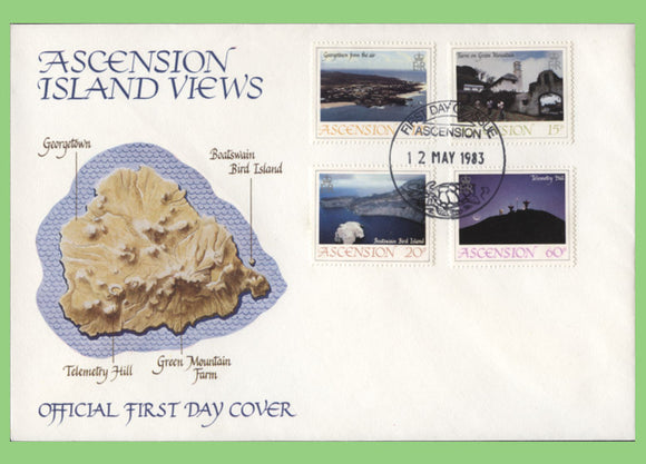 Ascension 1983 Views set on First Day Cover