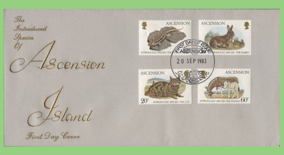 Ascension 1983 Introduces Species, animals set on First Day Cover