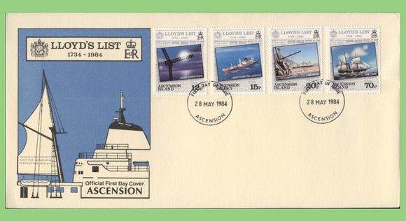 Ascension 1984 Lloyds List set on First Day Cover
