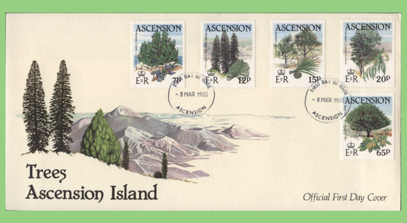 Ascension 1985 Trees set on First Day Cover