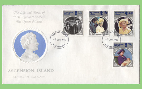 Ascension 1985 Queen Mother set on First Day Cover