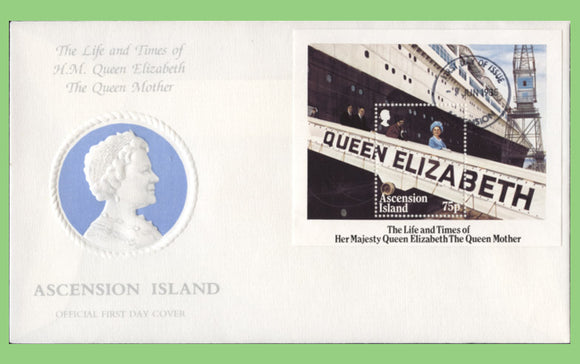Ascension 1985 Queen Mother mini sheet on First Day Cover