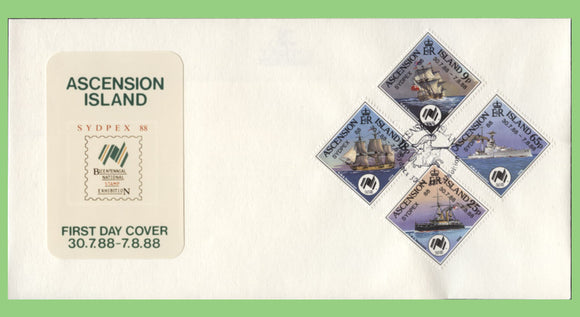 Ascension 1988 Sydpex overprint set on First Day Cover