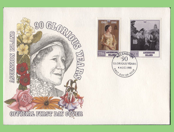 Ascension 1990 Queen Mother, 90 Glorious years set on First Day Cover