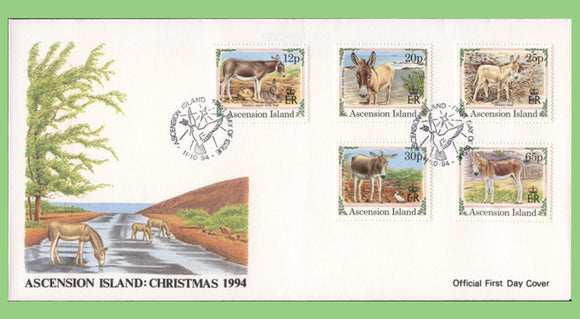 Ascension 1994 Christmas, Donkeys set on First Day Cover