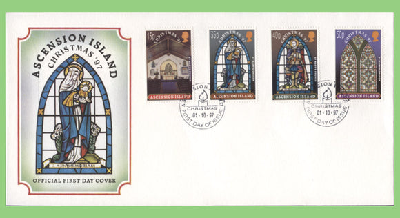 Ascension 1997 Christmas, Stained Glass Windows set on First Day Cover