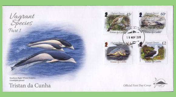 Tristan da Cunha 2019 Vagrant Species, Part 1 set on First Day Cover
