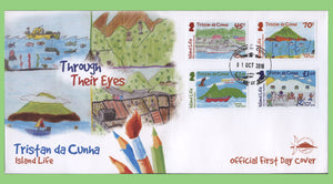 Tristan da Cunha 2019 'Through Their Eyes' children's paintings set on First Day Cover