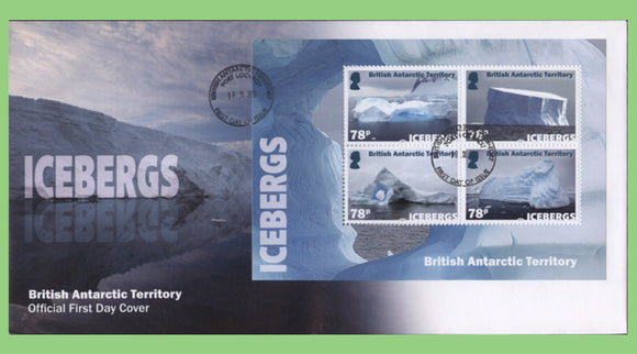 British Antarctic Territory 2019 Icebergs mini sheet on First Day Cover