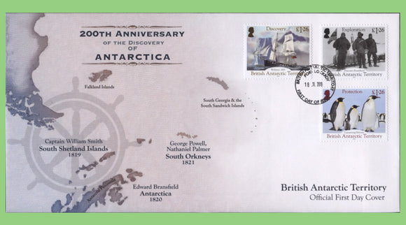 British Antarctic Territory 2019 200th Anniversary of the Discovery of Antarctica set on First Day Cover