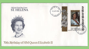 St Helena 1996 QEII 70th Birthday miniature sheet on First Day Cover