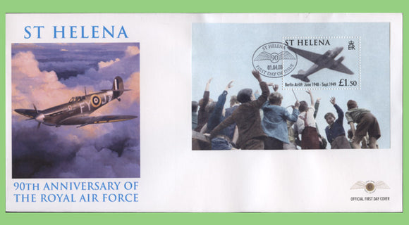 St Helena 2008 90th Anniversary of the RAF miniature sheet on First Day Cover