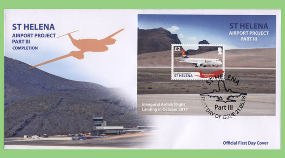 St Helena 2018 Airport Project Completion mini sheet on First Day Cover