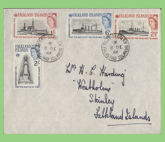 Falkland Island 1964 50th Anniversary 'Battle of the Falkland Islands' set, plain First Day Cover.