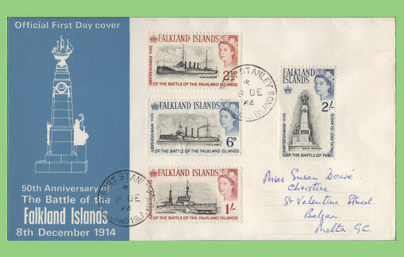 Falkland Island 1964 50th Anniversary 'Battle of the Falkland Islands' set official First Day Cover