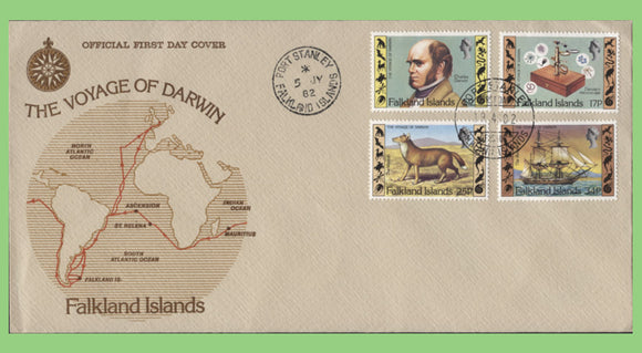 Falkland Islands 1982 Voyage of Darwin set on First Day Cover, Port Stanley