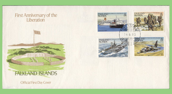 Falkland Islands 1983 First Anniversary of Liberation set on First Day Cover, Port Stanley