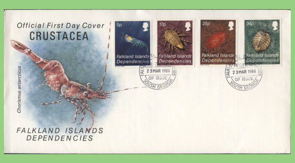 Falkland Island Dependency 1984 Crustacea set on First Day Cover, South Georgia