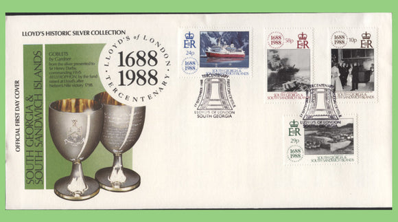 South Georgia 1988 Lloyds, Silver Collection set on First Day Cover