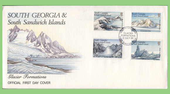 South Georgia & SSI 1989 Glacier Formations set on First Day Cover