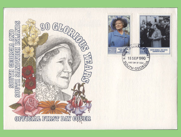 South Georgia & SSI 1990 Queen Mother set on First Day Cover