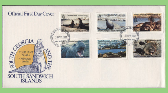 South Georgia & SSI 1991 Elephant Seals set on First Day Cover