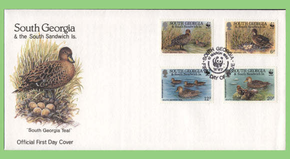 South Georgia & SSI 1992 WWF Teal set on First Day Cover