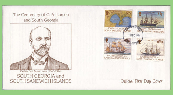 South Georgia & SSI 1994 Centenary of C. A. Larsen set on First Day Cover