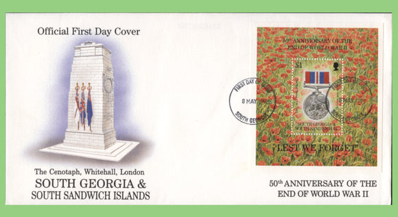 South Georgia & SSI 1995 50th Anniversary End of WWII M/S on First Day Cover