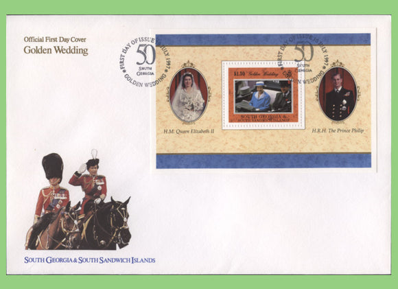 South Georgia & SSI 1997 Golden Wedding mini sheet on First Day Cover