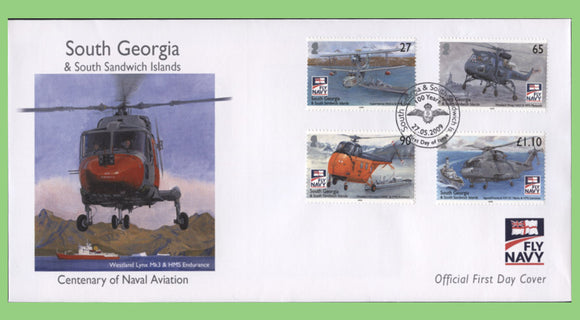 South Georgia & SSI. 2009 Fly Navy set on First Day Cover