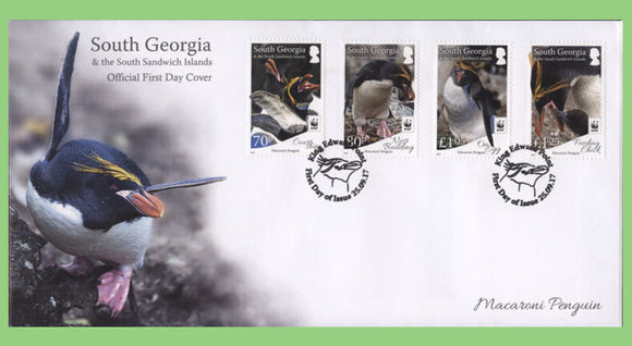 South Georgia & SSI. 2017 Macaroni Penguins set on First Day Cover