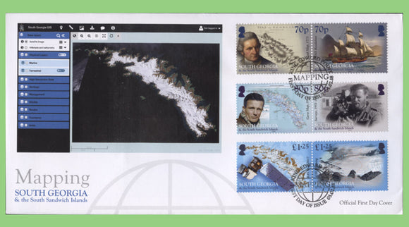 South Georgia & SSI. 2018 Mapping South Georgia set on First Day Cover