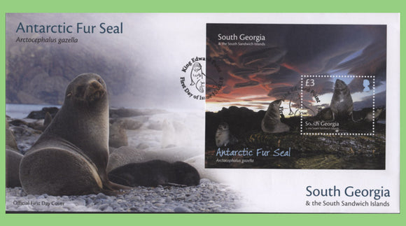 South Georgia & SSI. 2018 Antarctic Fur Seal mini sheet on First Day Cover