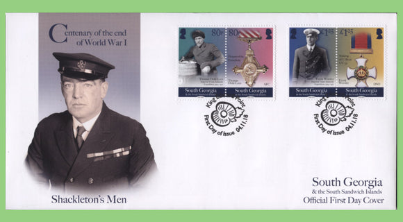South Georgia & SSI. 2018 Centenary of end of WWI set on First Day Cover