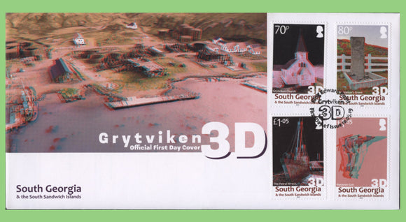 South Georgia & SSI. 2019 Grytviken 3-D set on First Day Cover + Viewer