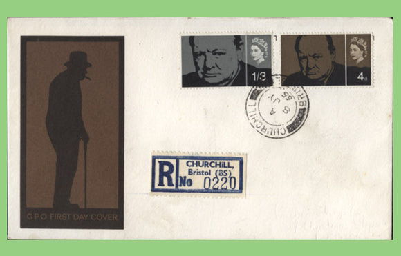 G.B. 1965 Churchill set on registered GPO First Day Cover, Churchill, Bristol cds