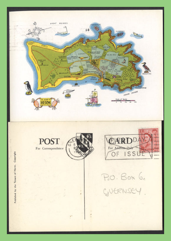 Guernsey 1964 2½d Regional stamp on Postcard with First Day of Issue cancel