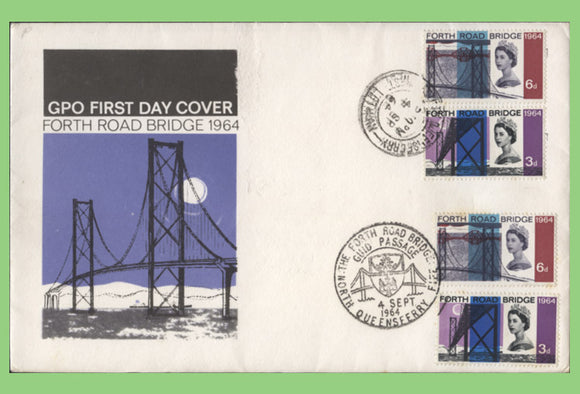 G.B. 1964 Forth Road Bridge sets on GPO First Day Cover, North Queensferry H/S & South Queensferry